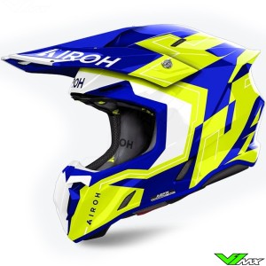 Airoh Twist 3.0 Dizzy Motocross Helmet - Blue / Fluo Yellow