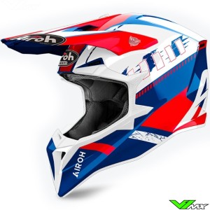 Airoh Wraaap Feel Motocross Helmet - Blue / Red / White