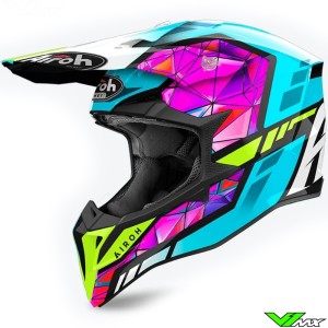 Airoh Wraaap Diamond Motocross Helmet - Pink / Blue / Yellow