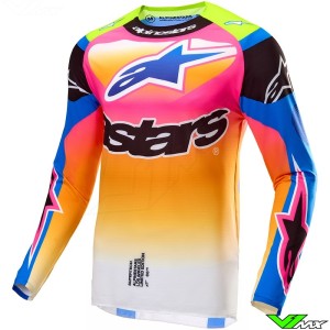 Alpinestars Supertech Limited Edition Coast SX Daytona Cross Shirt - Wit / Donker Blauw / Fluo Roze