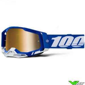 100% Racecraft 2 Crossbril - Blauw / Donker Goud Spiegellens