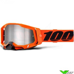 100% Racecraft 2 Crossbril - Neon Oranje / Zilver Spiegellens