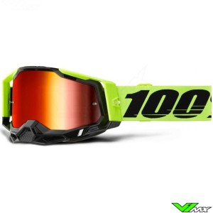 100% Racecraft 2 Motocross Goggle - Neon Yellow / Mirror Red Lens