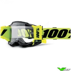 100% Accuri 2 Forecast Motocross Goggles with Roll-off - Neon Yellow / Black