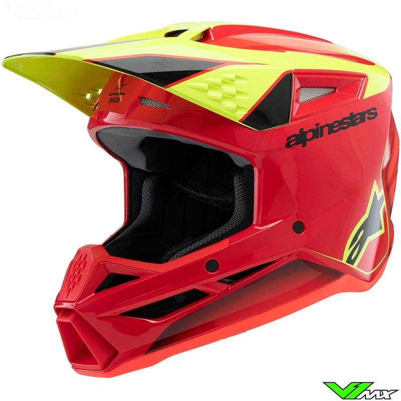 Alpinestars S M3 Fray Youth Motocross Helmet Red Fluo Yellow