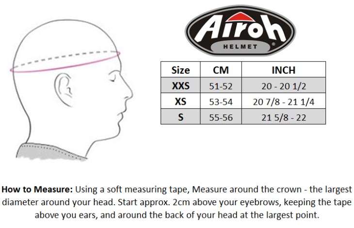 Airoh Airoh Wraap Youth MX Helmet Size chart