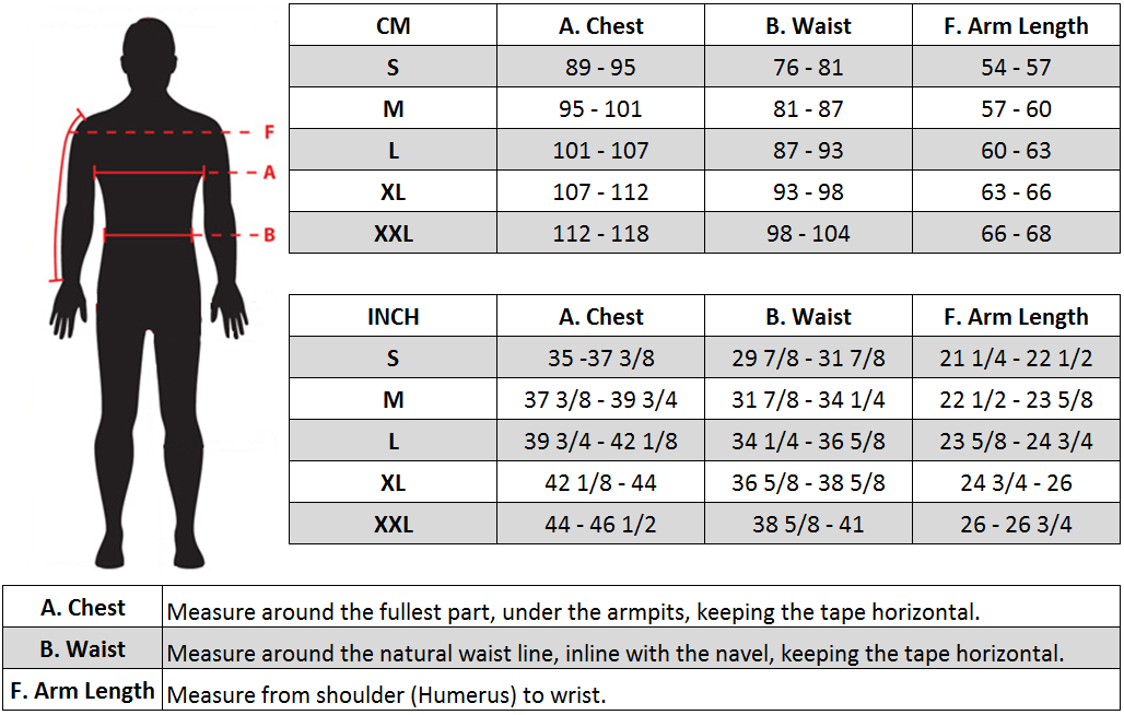 Alpinestars MX Jersey Size chart