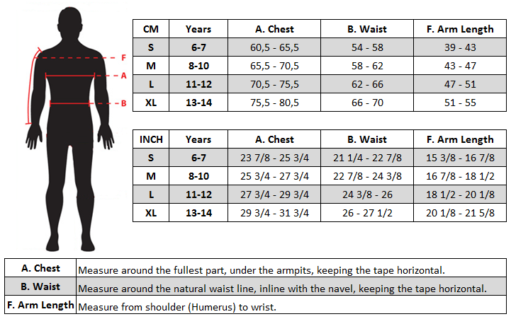 Youth Dirt Bike Gear Size Chart