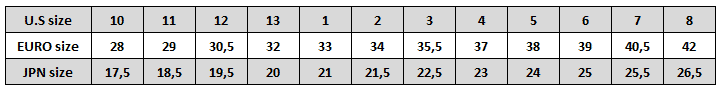 Alpinestars Youth MX boots size charts