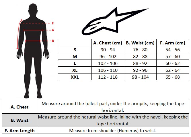 Motorcycle Jacket Size Chart Alpinestars