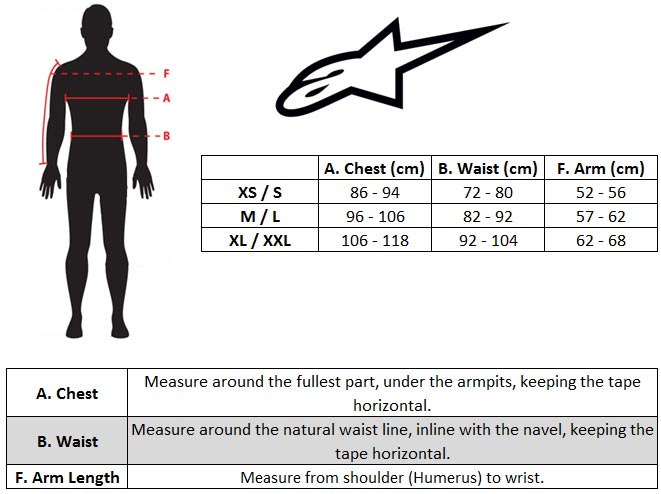 Alpinestars Bionic Neck Brace Sizing Chart