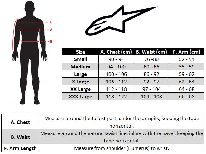 Alpinestars Race Suit Size Chart