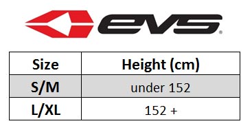 EVS Epic ElbowProtection Size chart