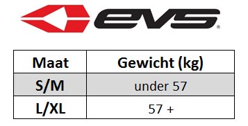 EVS REVO 5 Borstbescherming maattabel