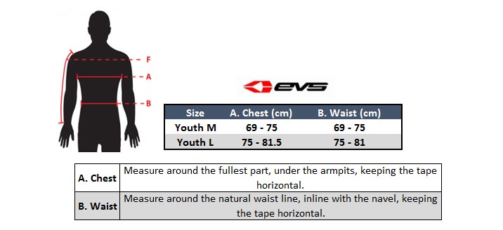 EVS Youth Tug Top Size Chart