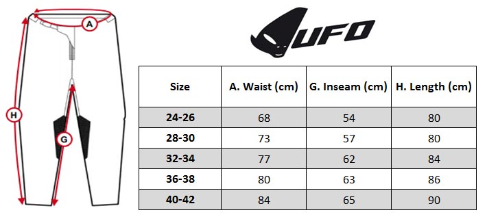 Motocross Pants Size Chart