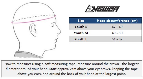Answer Youth Motocross Helmet Size Chart