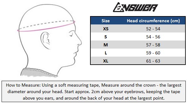 Answer Motocross Helmet Size Chart