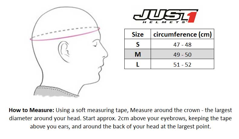 Just 1 Helmet Size Chart