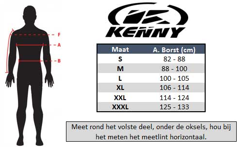 Kenny Cross shirt Maattabel