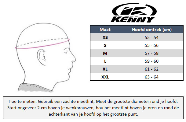 Kenny Crosshelm Maattabel