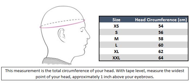 Oneal Helmet Size Chart