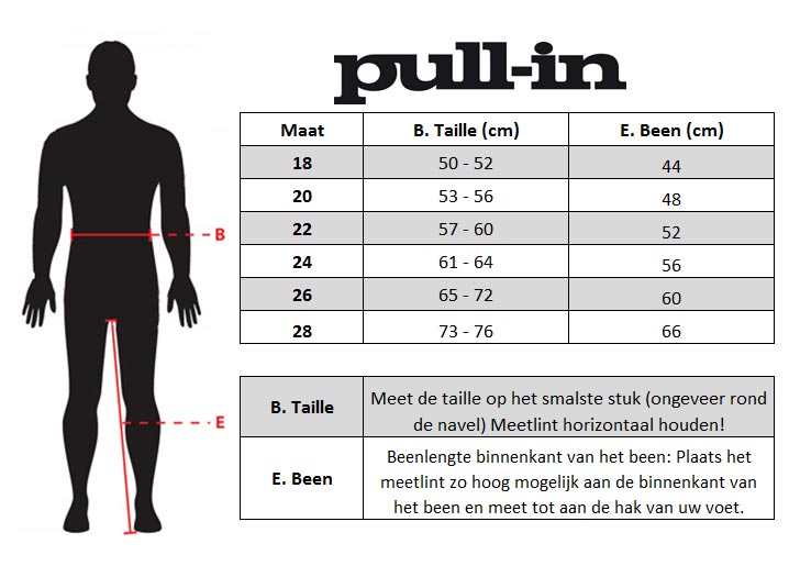 pull-in Kinder Crossbroek maattabel