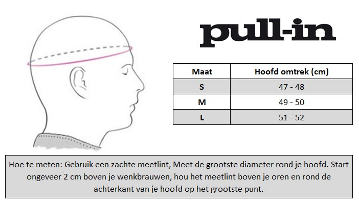 pull-in Kinder Crosshelm maattabel