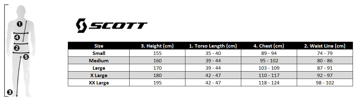 Scott D30 Softcon Air Protection Jacket Size Chart