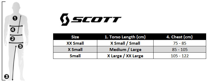 Scott D30 Softcon Air Body Armour Size Chart