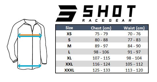 Shot Enduro Jacket Size Chart