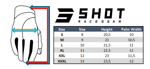 Shot Motocross Gloves Size Chart