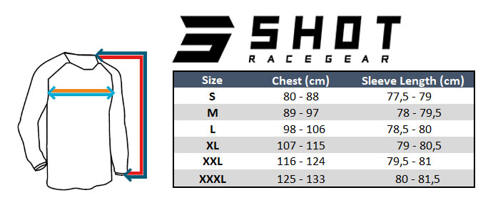 motocross jersey size chart