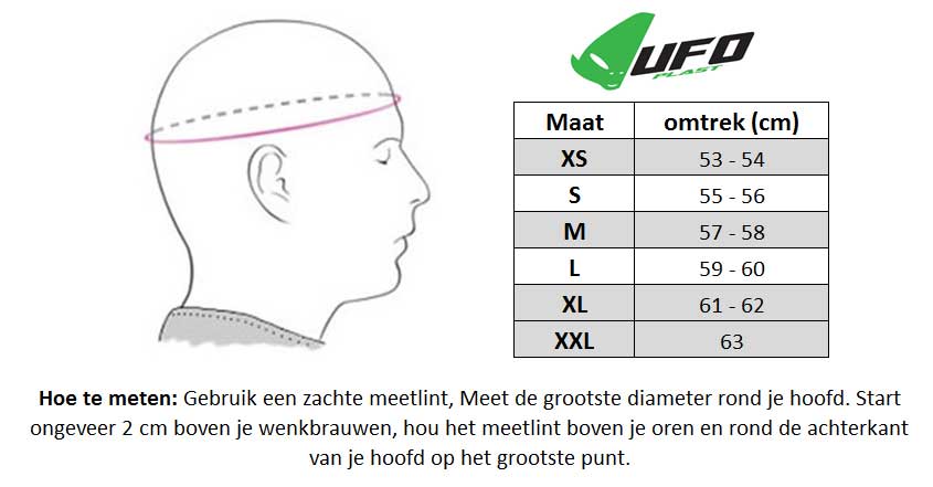 UFO 2017 Interceptor 2 Crosshelm maattabel